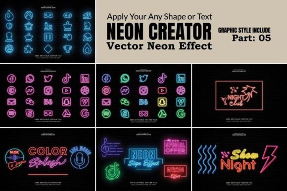 Download Mixed Neon Vector Effect - Vector Collection