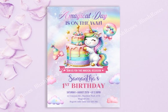 Download Magical Rainbow Unicorn Birthday Invite - Magic Collection