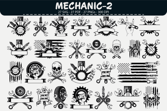 Download Mechanic Emblem Vector Set – 27 Designs - Vector Collection