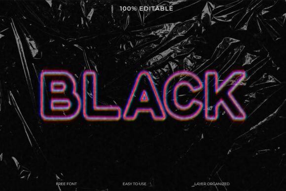 Download Black Neon Glitch Text Effect - Black Collection