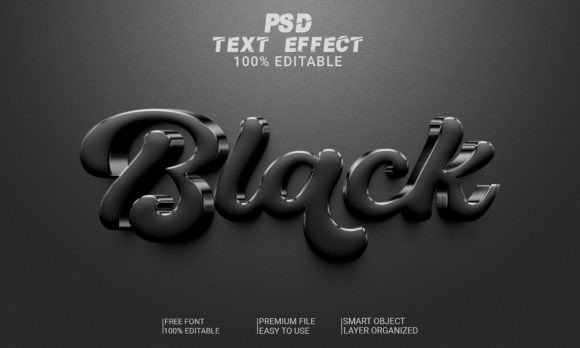 Download Black 3D Text Effect PSD File - Black Collection