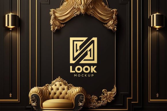 Download Logo Mockup | Black Wall Interior Mockup - Black Collection