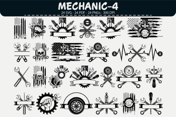 Download Mechanic Emblem Vector Set – 24 Designs - Vector Collection